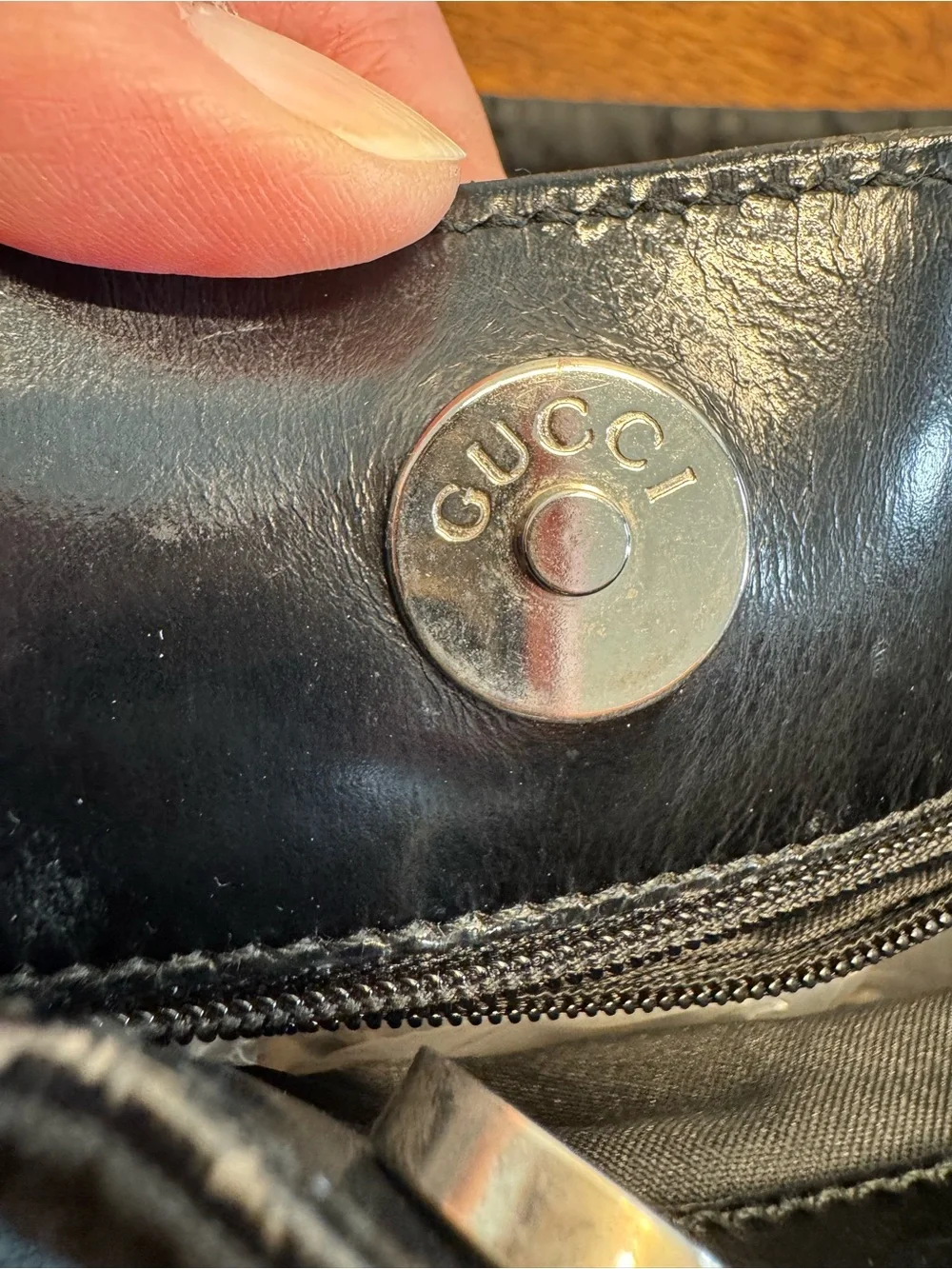 Gucci Black GG Monogram Shoulder Bag w/COA